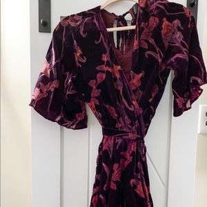 JOA velvet brocade print dress